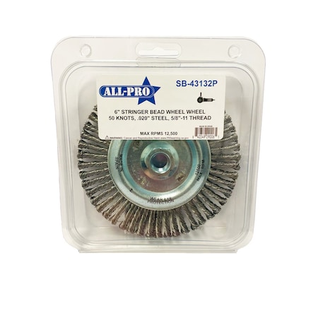 All-Pro All-Pro Stringer Bead Wheel, 6", 50Knot, 0.020" Steel, Clamshell, 5/CS SB-43132P